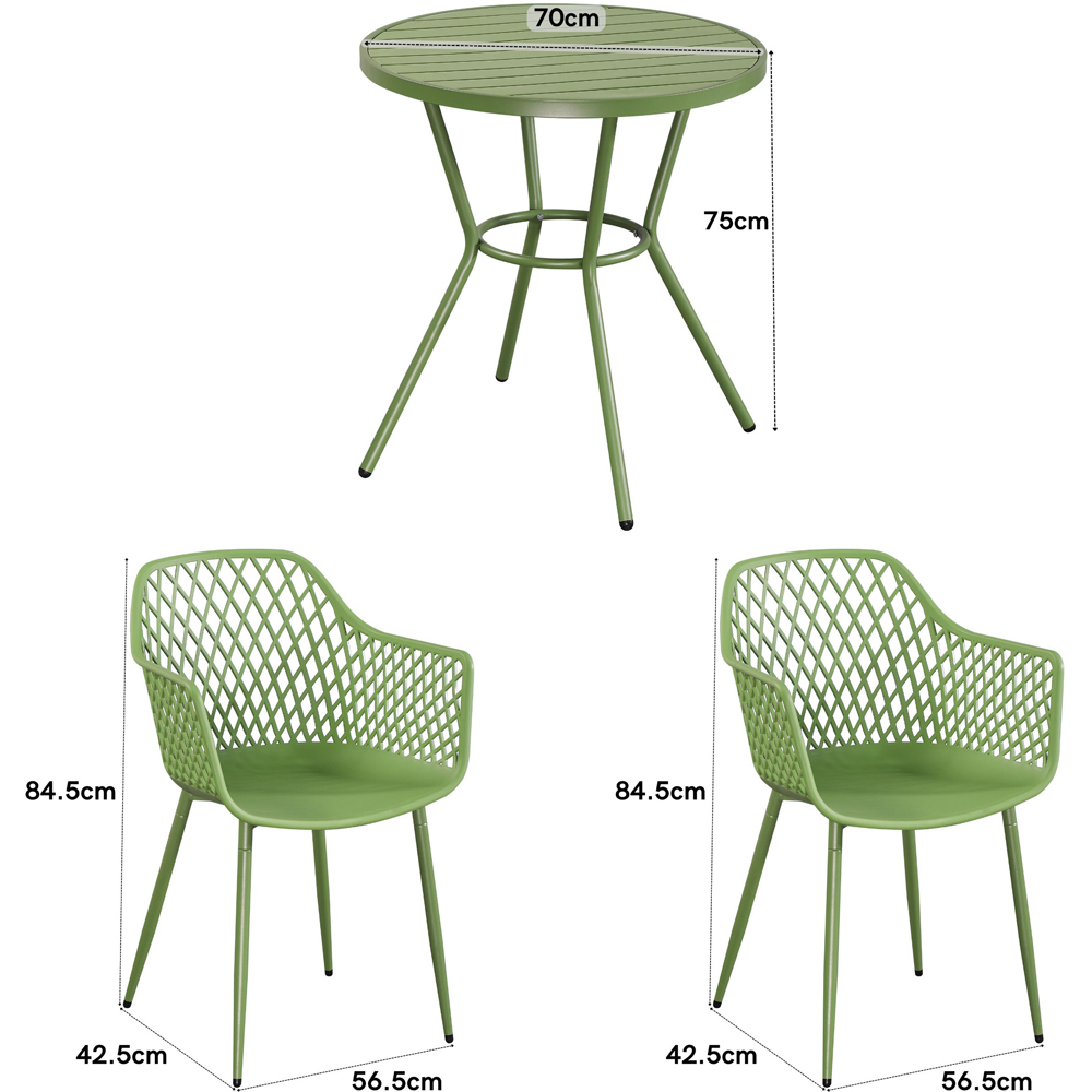 Core Products 2 Seater Moss Green Lattice Design Round Plastic Table Garden Bistro Set Image 8