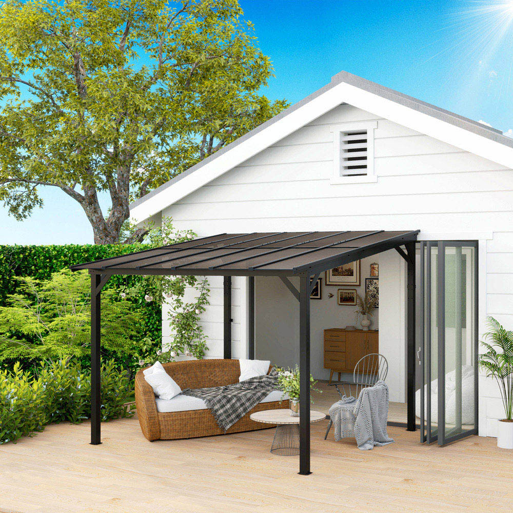 Outsunny 3 x 3m Black Pergola with Waterproof Roof Image 7