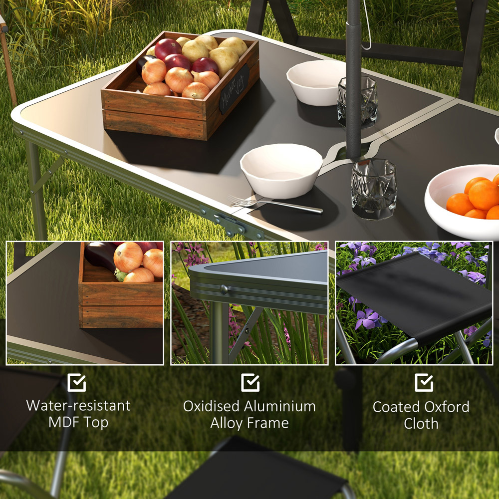 Outsunny 4 Seater Black Foldable Camping Chair and Table Set Image 8