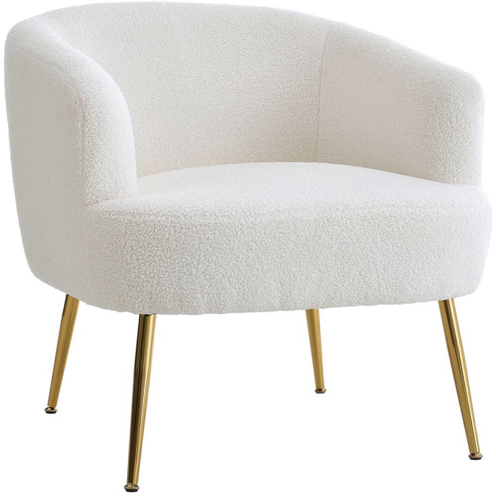 Living and Home White Teddy Fabric Armchair Image 2