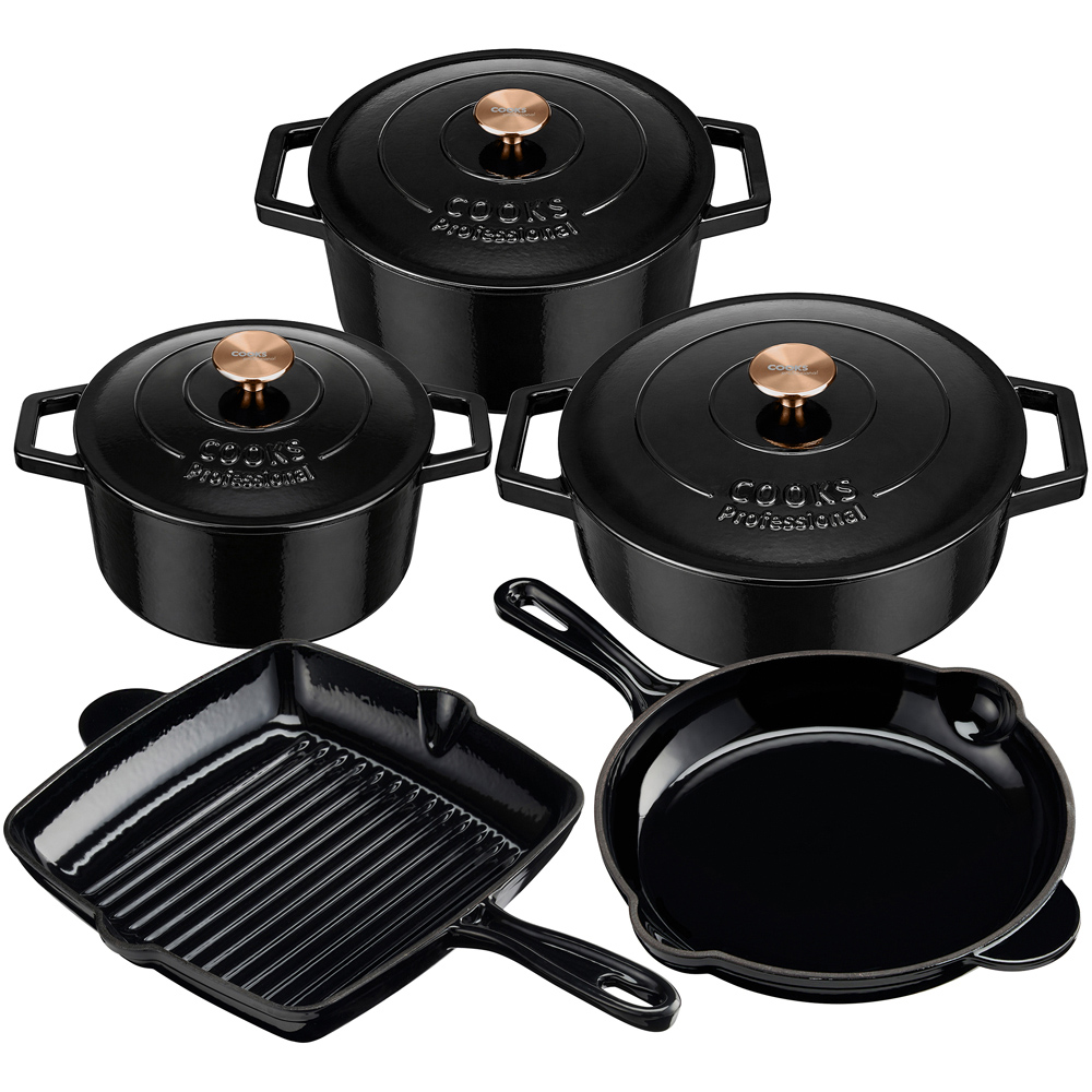 Cooks Professional 5 Piece Cast Iron Complete Cookware Set | Wilko