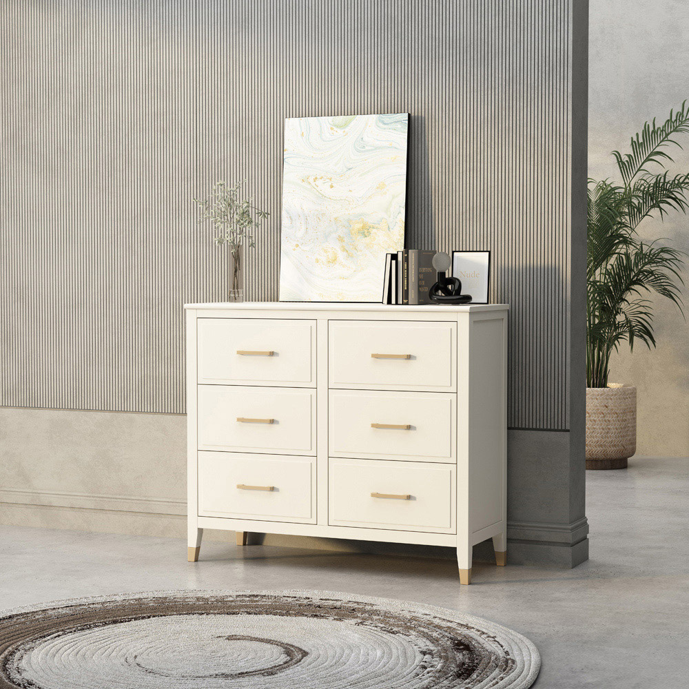 Palazzi 6 Drawer White Chest of Drawers Image 8