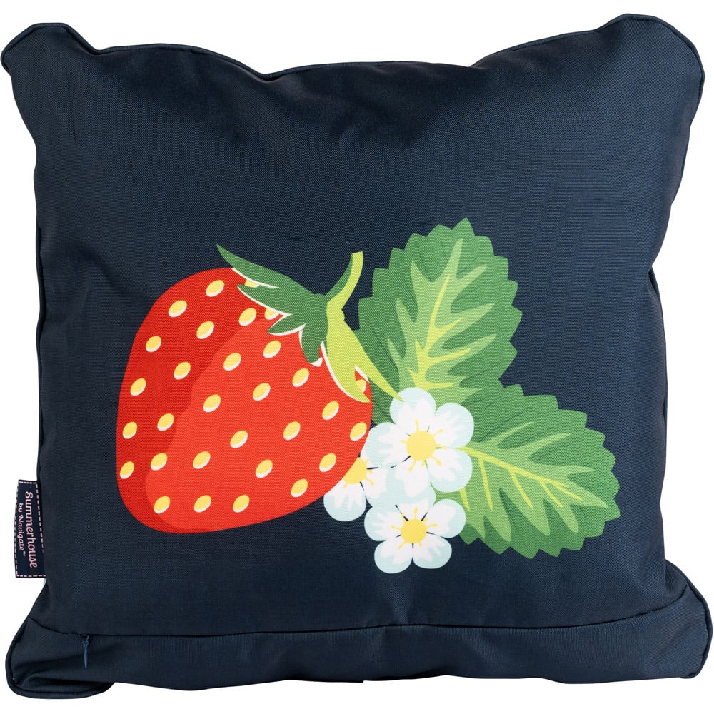 Summerhouse by Navigate Aqua Navy Strawberries and Cream Double Sided Cushion Image 3