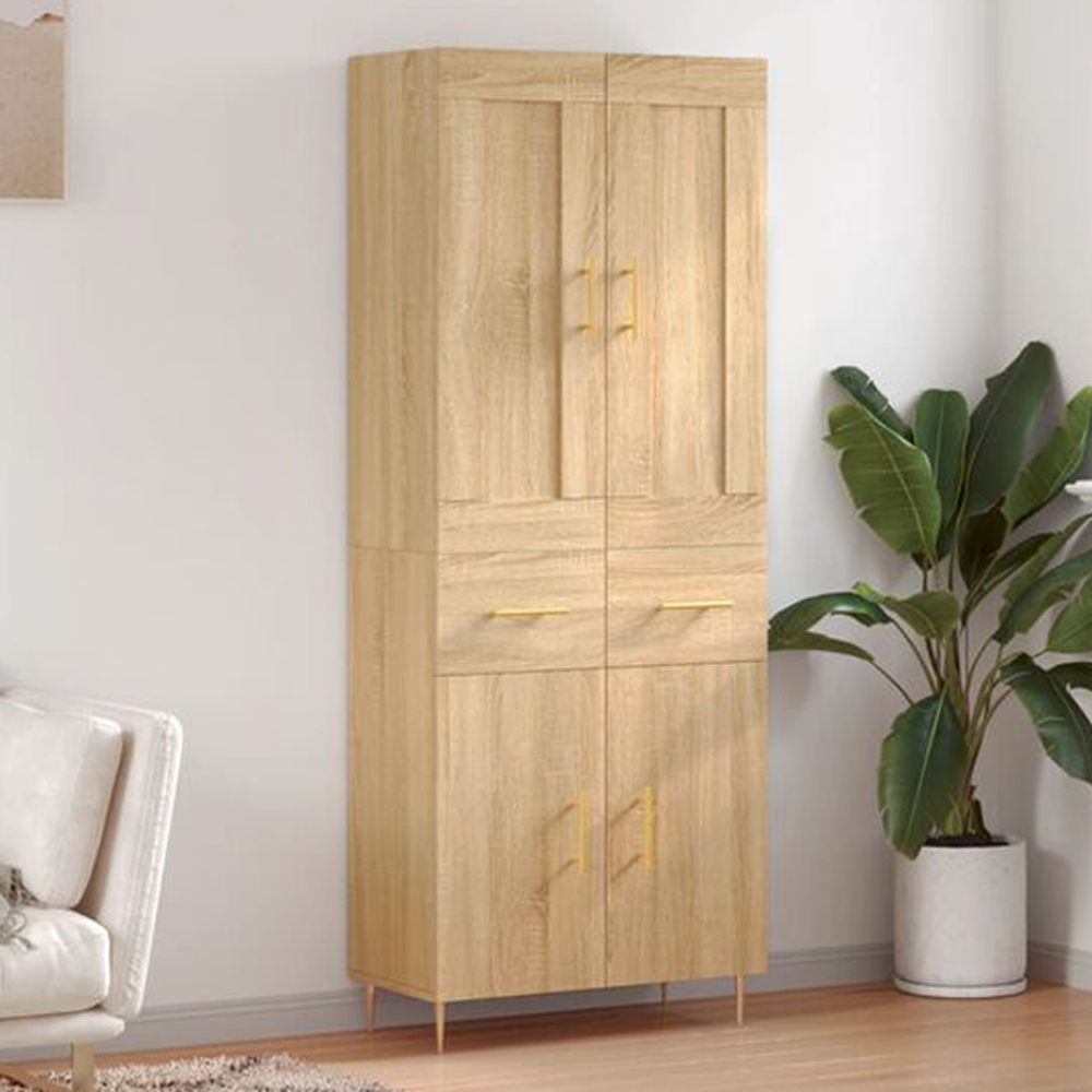 vidaXL 4 Door 2 Drawer Sonoma Oak Highboard Image 1
