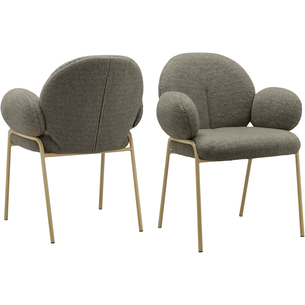 Dorel Iwama Set of 2 Dark Mink Teddy Fabric Dining Chair Image 2