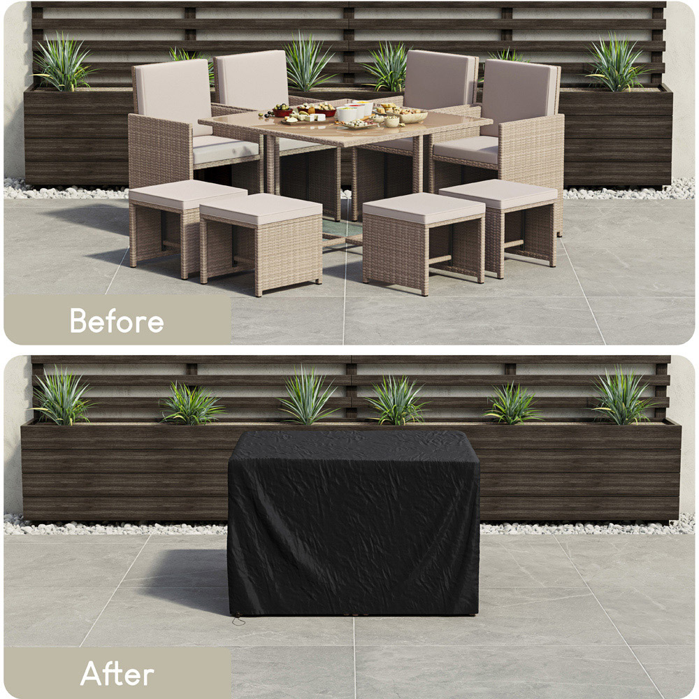 GARDEN VIDA Cuba 8 Seater Black PE Rattan Garden Dining Set with Cover Image 7