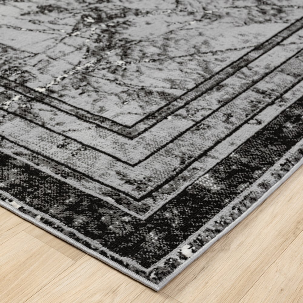 Desire Rugs Obsidian Grey Abstract Frame Rug 60 x 220cm Image 3