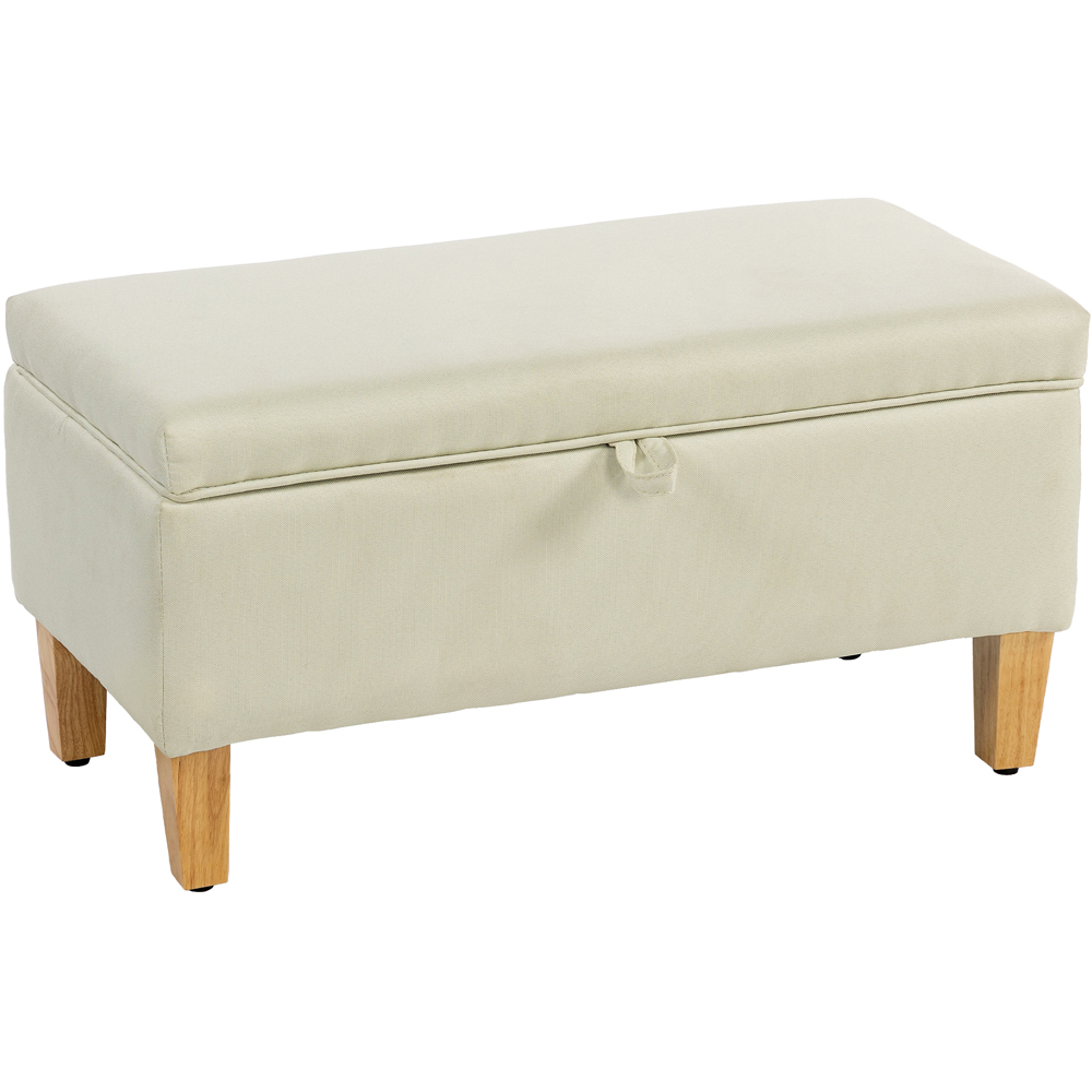 HOMCOM Beige Linen Fabric Ottoman Storage Box Image 2