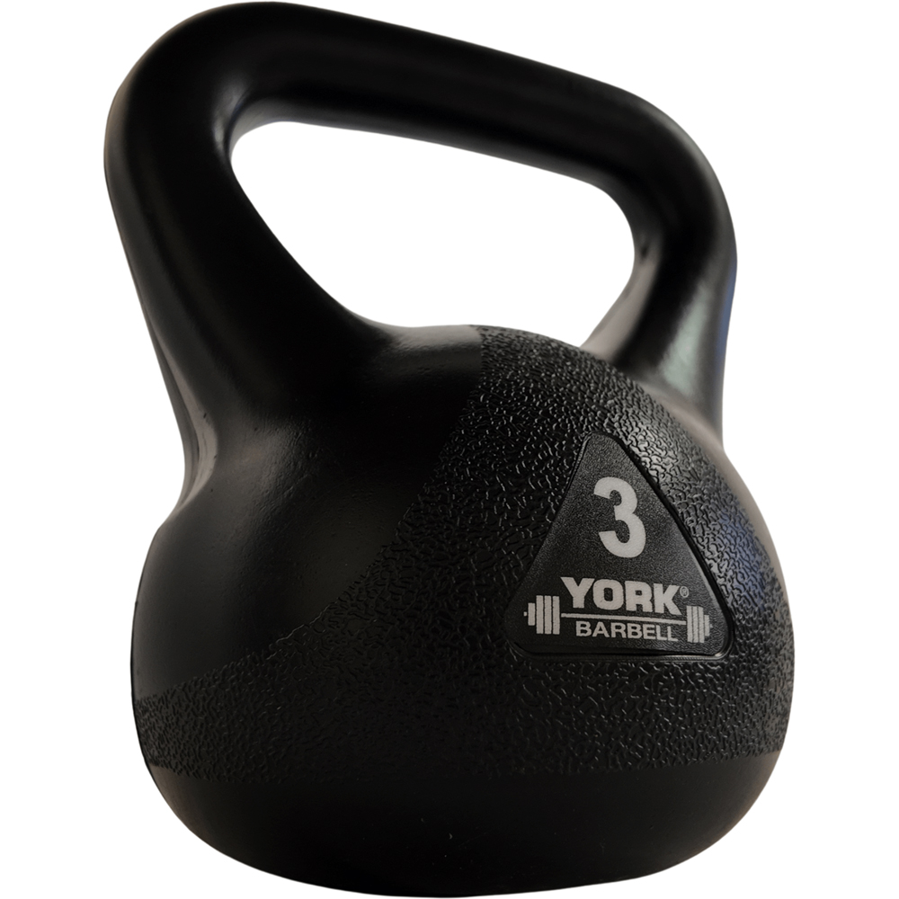 York Black Vinyl Kettlebell Set 3 Pack Image 6