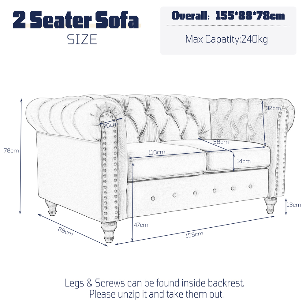 Furniture One Dark Grey Nailhead Trim Upholstered Sofa Chair Image 8