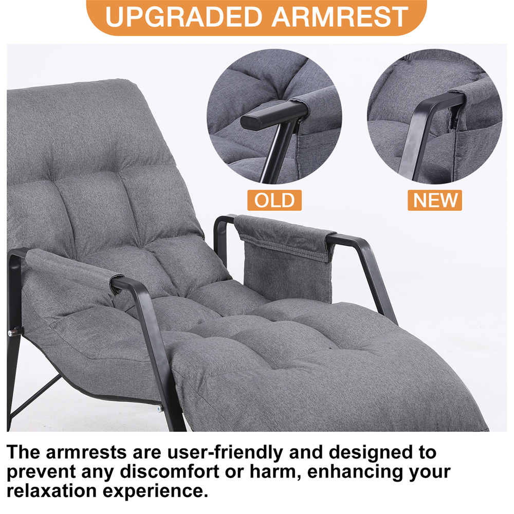 Furniture One Grey Adjustable Chaise Lounge Armchair Image 6