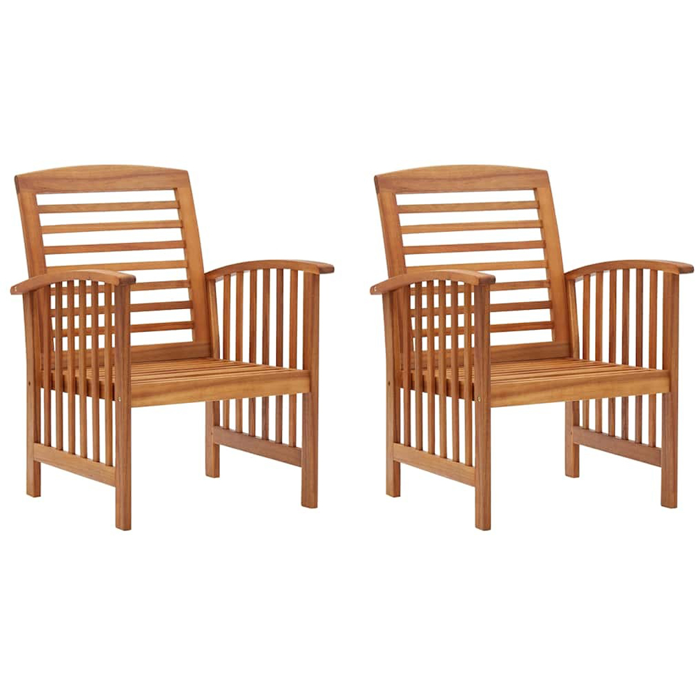 Walplus Set of 2 Solid Acacia Wood Garden Chair Image 2