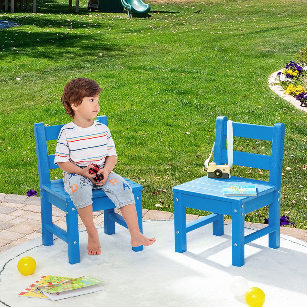 Costway Set of 2 Kids Blue Learning Chair with Backrest Image 3