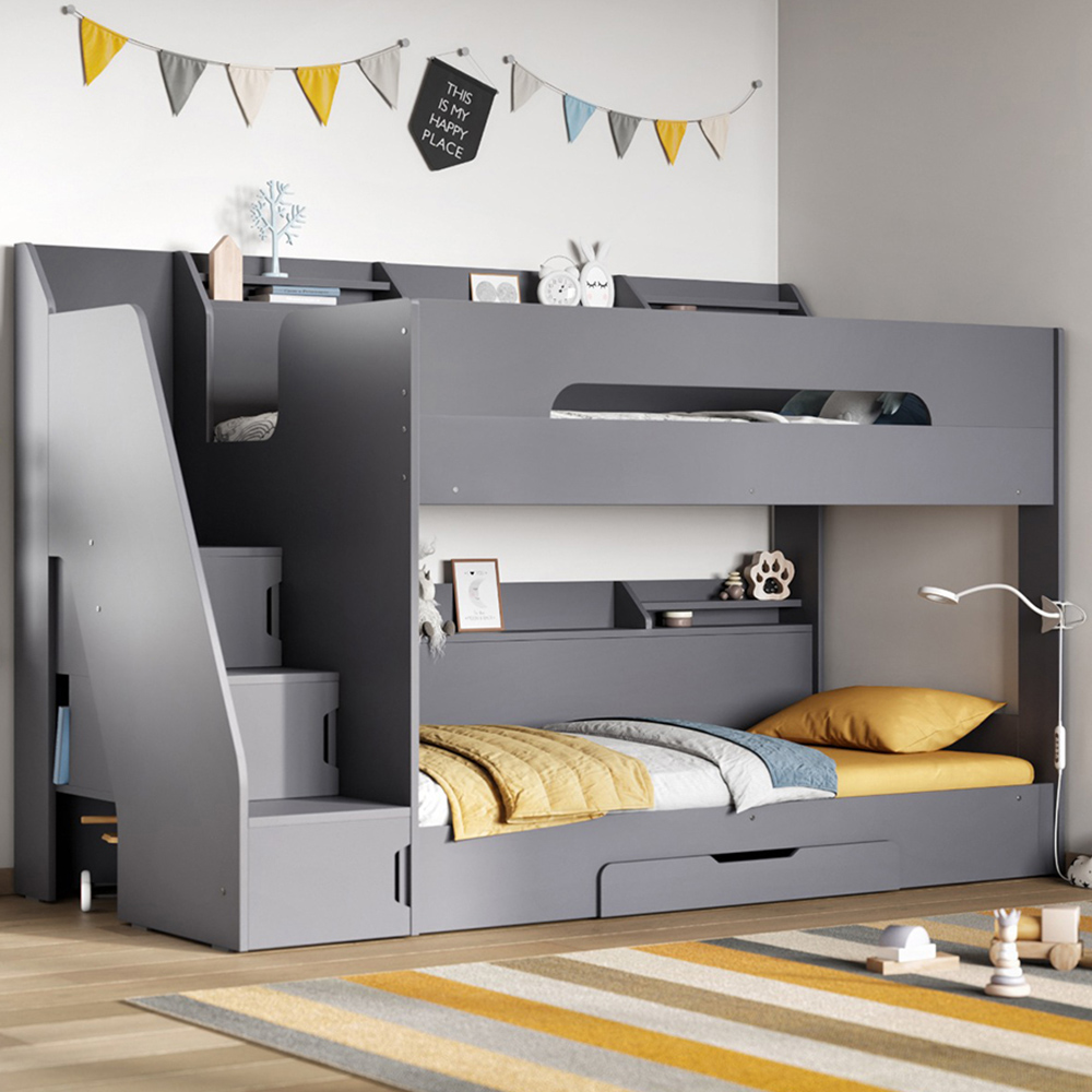 Flair Slick Grey Staircase Bunk Bed with Storage Image 1