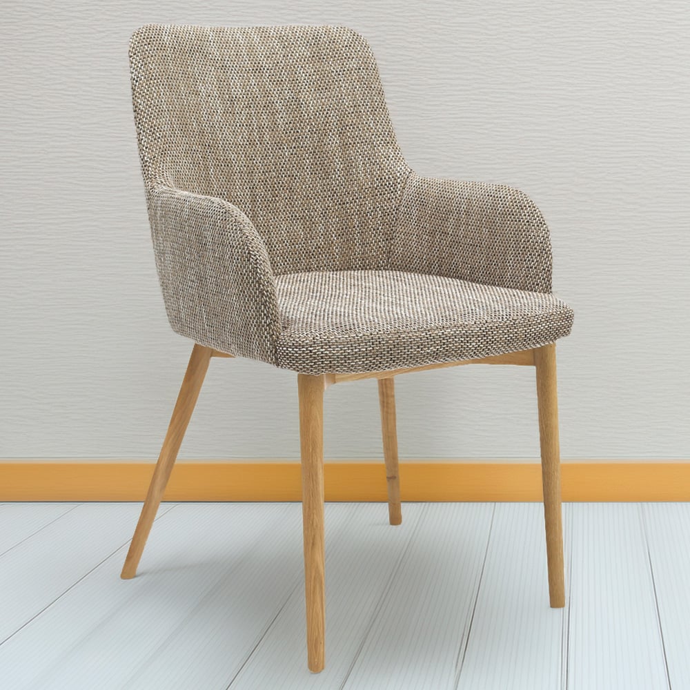 Sidcup Set of 2 Oatmeal Tweed Dining Chairs Image 1