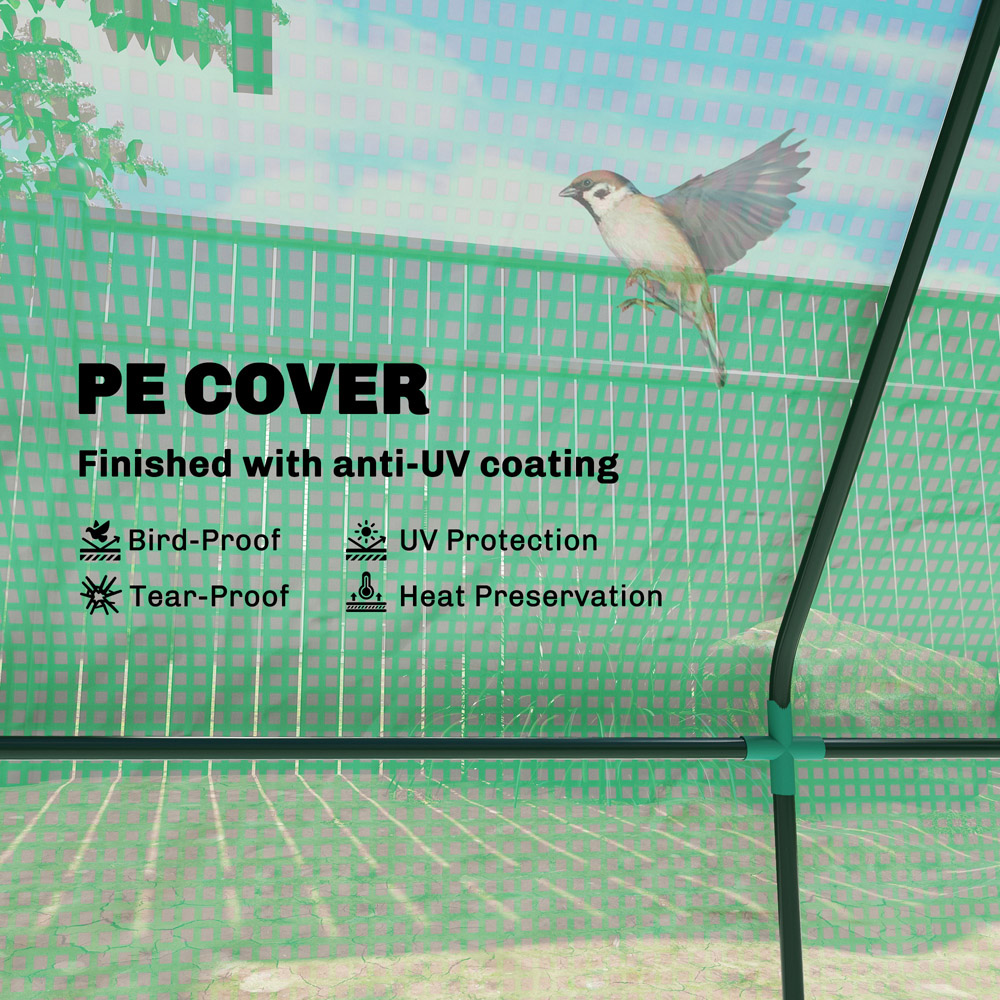 Outsunny 3 x 7.9ft Green PE Cover Portable Small Polytunnel Greenhouse Image 7