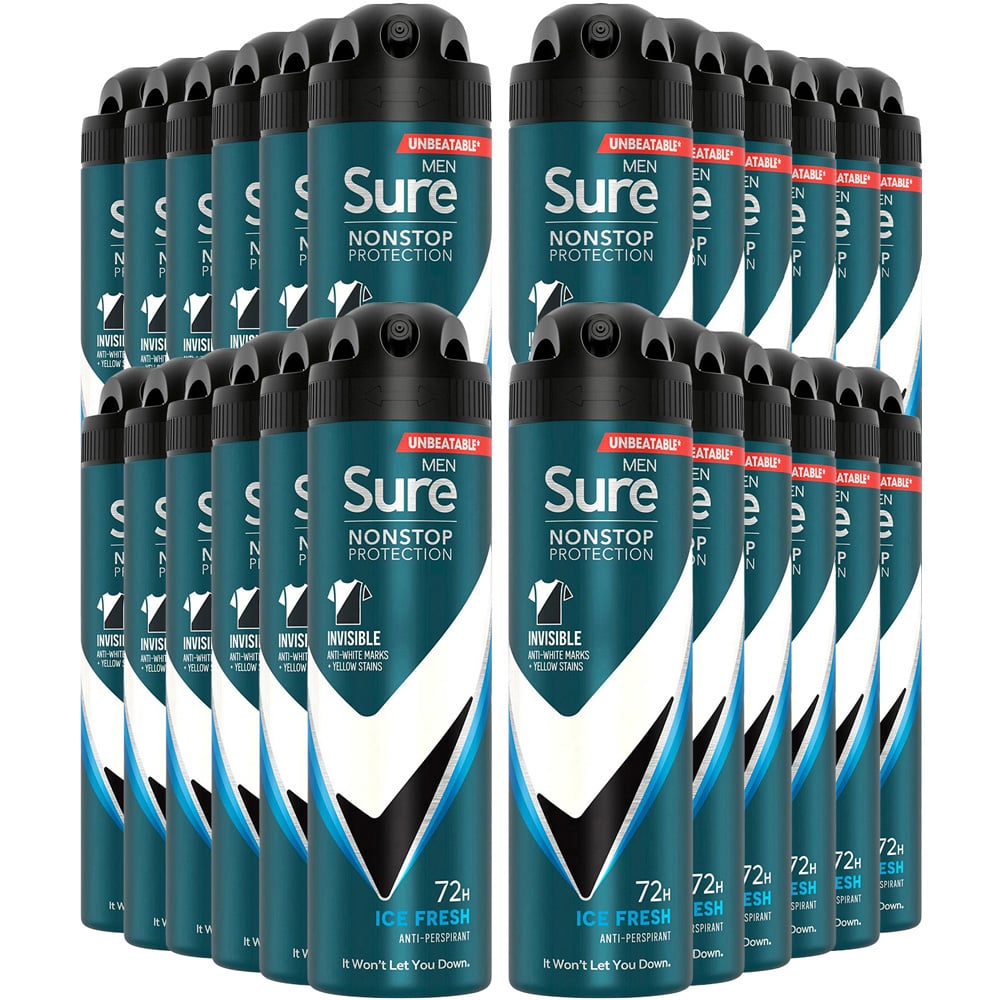 Sure Men Anti-Perspirant Invisible Ice Fresh Deodorant 150ml 24 Pack Image 1