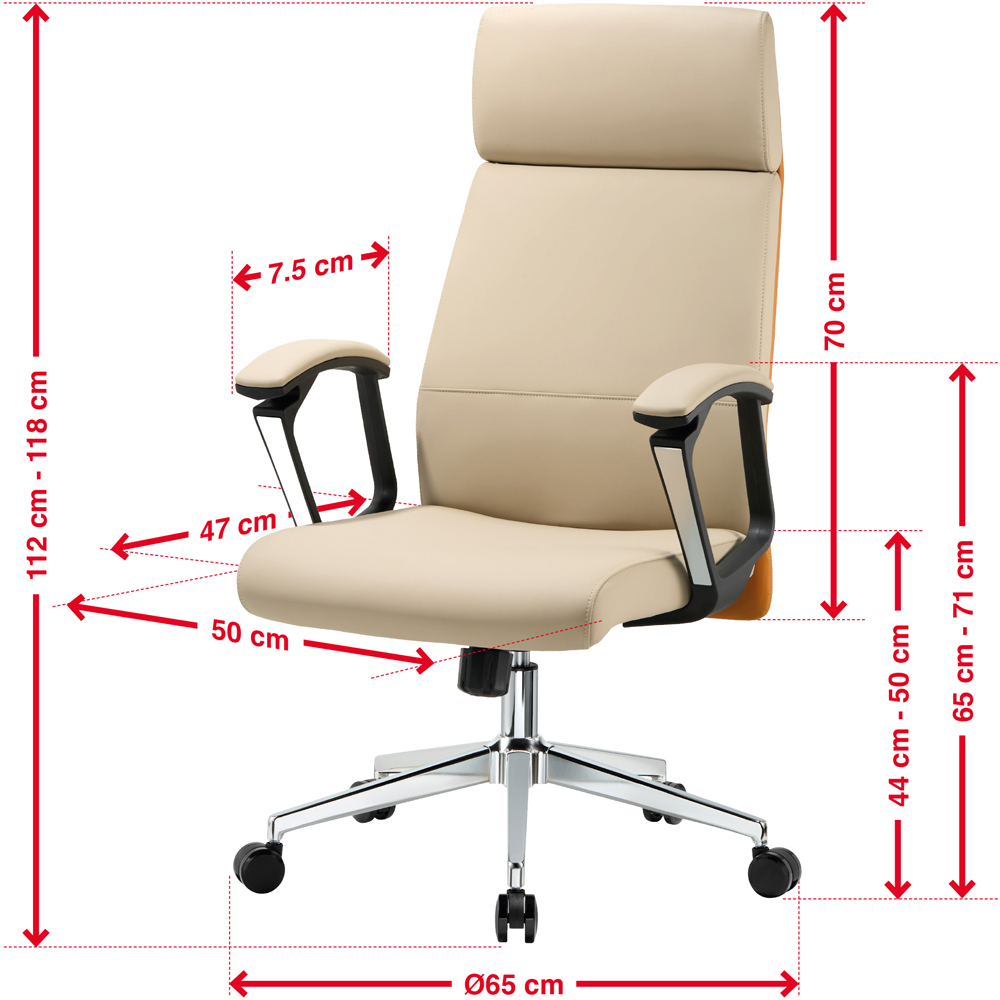 TTAP Cream Faux Leather High Back Executive Office Chair Image 9
