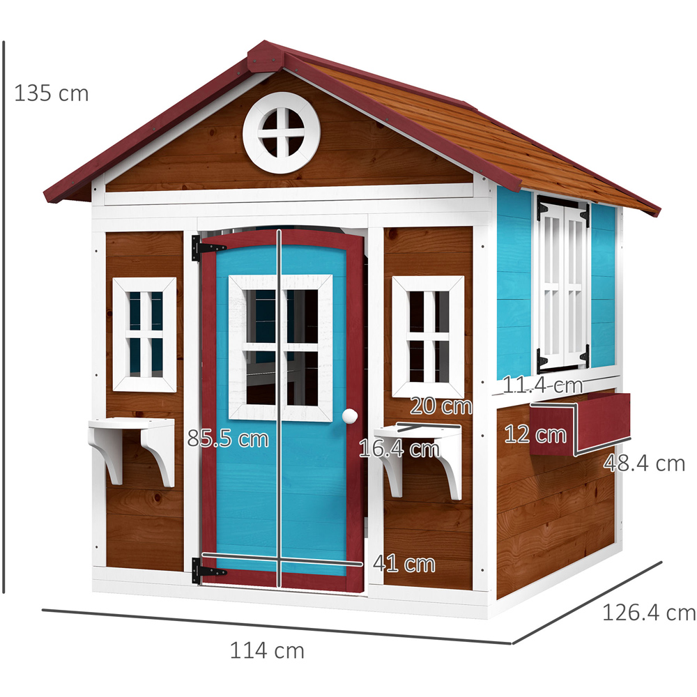Outsunny Kids Dark Brown Wooden Playhouse 3.7 x 4.1ft Image 7