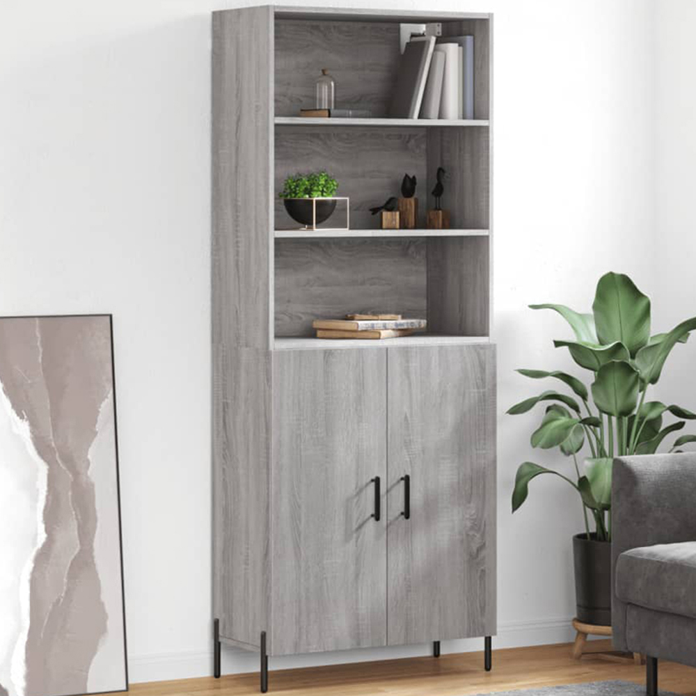 vidaXL 2 Door 3 Shelf Grey Sonoma Tall Highboard Image 1