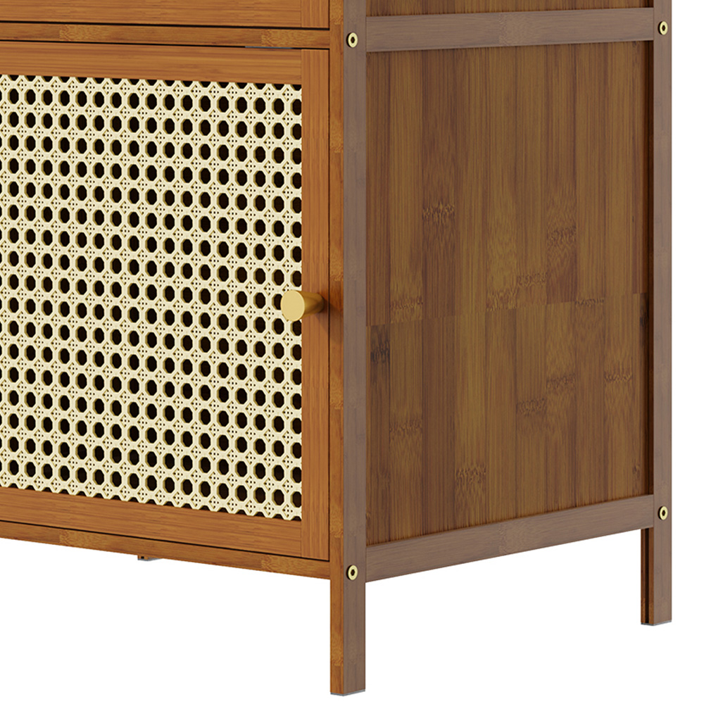 Living and Home 2 Rattan Door Brown Bamboo Bookcase Image 4