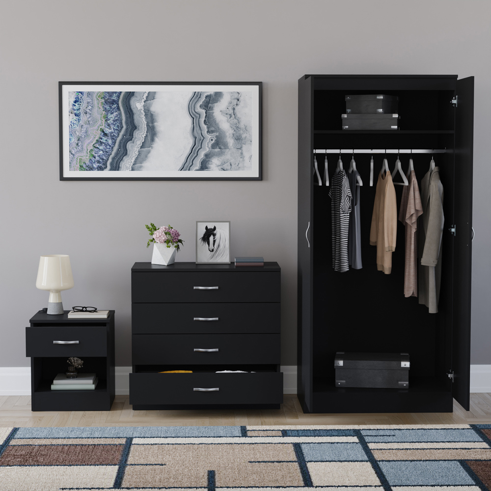 VIDA DESIGNS Riano Black 3 Piece Bedroom Furniture Set Image 3