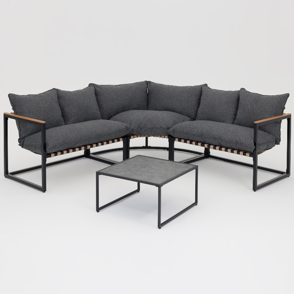 Home Detail Marbella 5 Seater Black Corner Sofa Set with Dark Grey Cushions Image 2