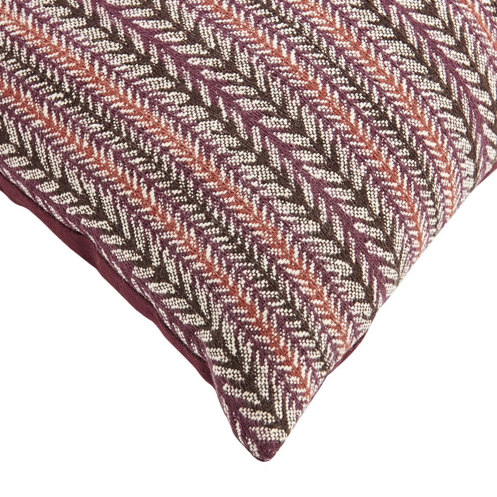 Wilko Burgundy Woven Stripe Cushion 43 x 43cm Image 2