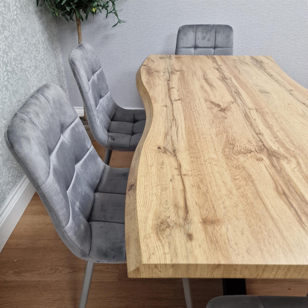 Kosy Koala 6 Seater Velvet and Wood Dinning Table Set Black and Brown Image 8
