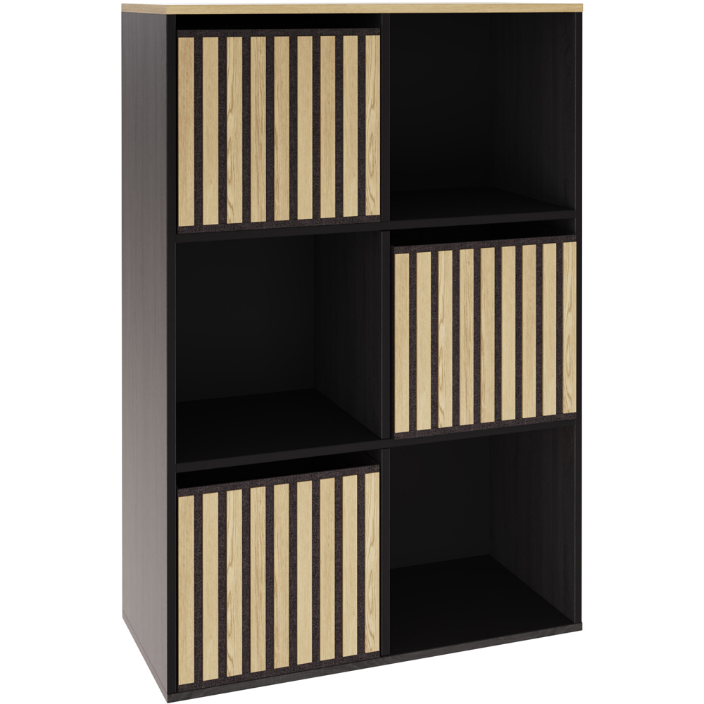 GFW Kube 3 Drawer 3 Shelf Black and Oak Storage Unit Image 2