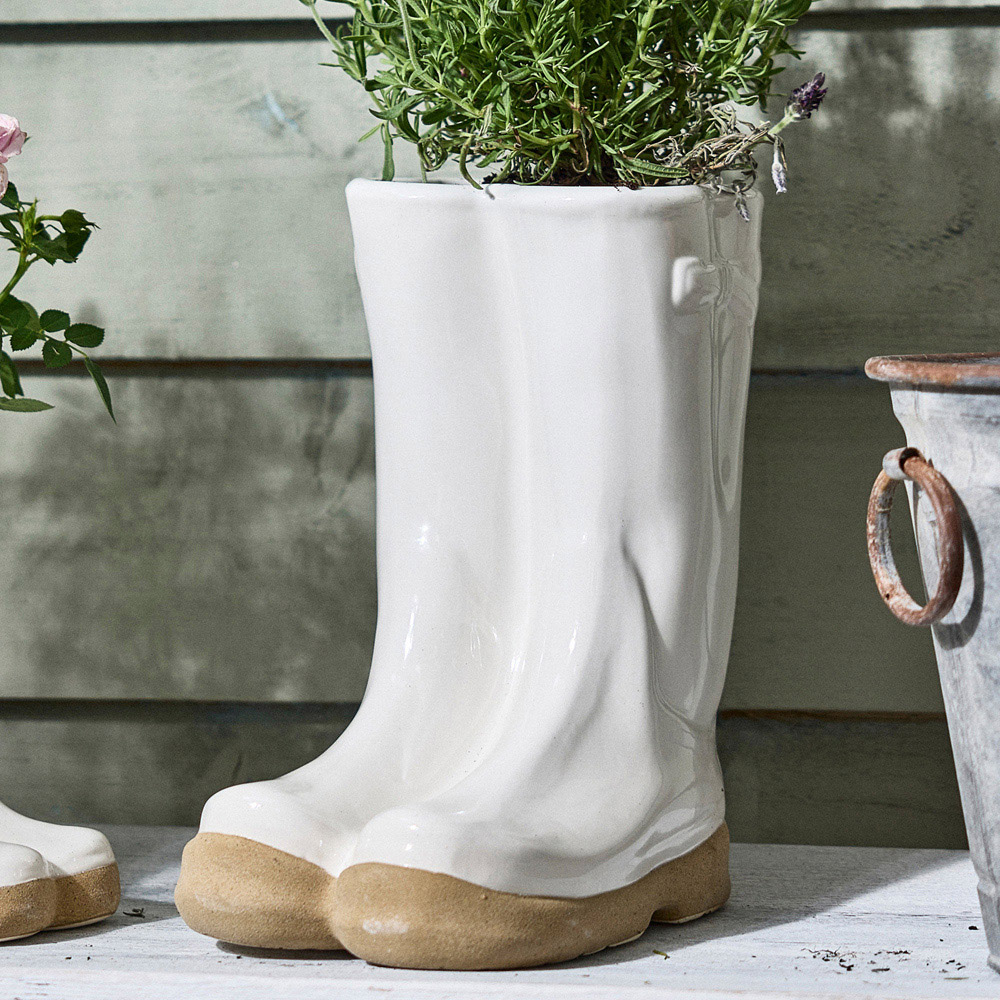 Dibor White Double Wellington Planter 29.5cm Image 2