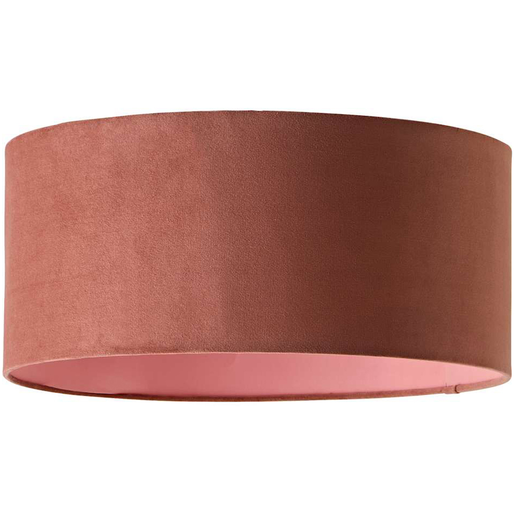 ValueLights Ashley Pink Velvet Squat Drum Easy Fit Lamp Shade 45cm Image 1