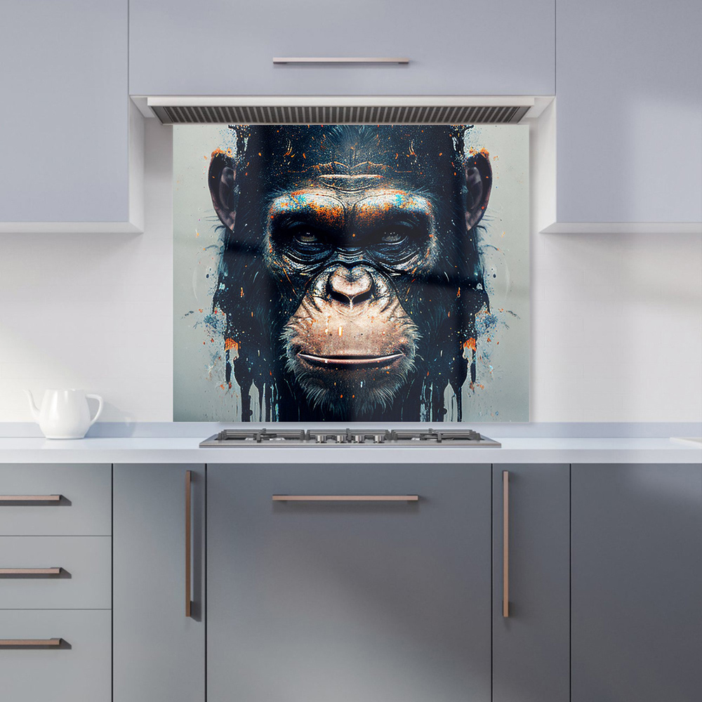 Warren Reed Designer Splashart Gorilla Face Glass Kitchen Splashback 75 x 90cm Image 1