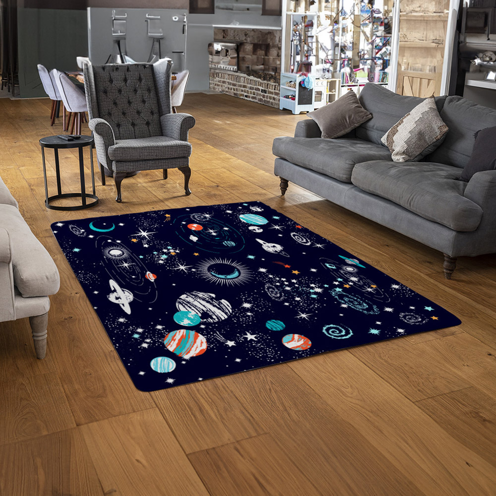 Benjamin Tate Design Faux Wool Small Space Galaxy Constellation Rug 110 x 60cm Image 2