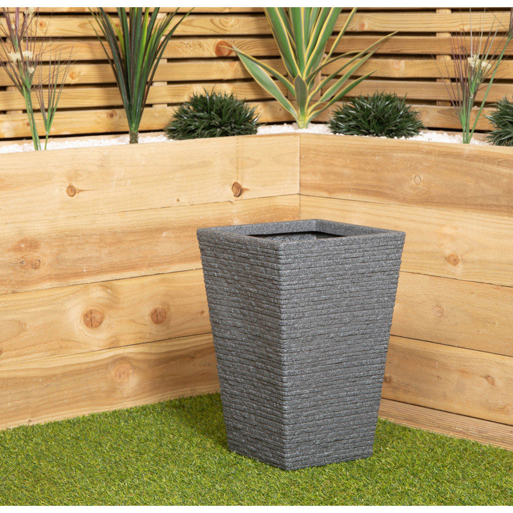 Samuel Alexander Ash Grey Slate Tall Plastic Garden Patio Trough Image 2