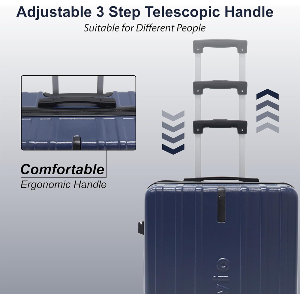 Alivio Set of 3 Navy Blue Hard Shell Luggage Suitcase Image 5