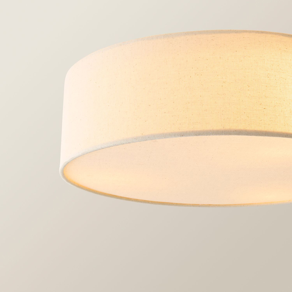 ValueLights Gwen White Linen Shade with Diffuser LED Flush Ceiling Light with Bulb Image 5