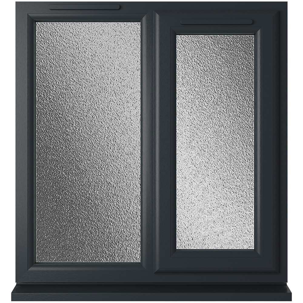 Crystal uPVC Triple Glazed Window RH Side Hung Next to a Fixed Grey White Obscure Glass 905x965mm Image 1