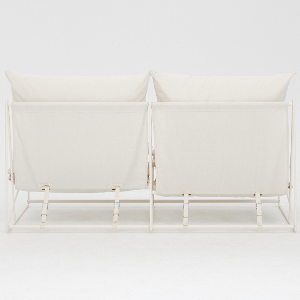 Home Detail Marina 2 Seater White Steel Garden Sofa with Cushions Image 4