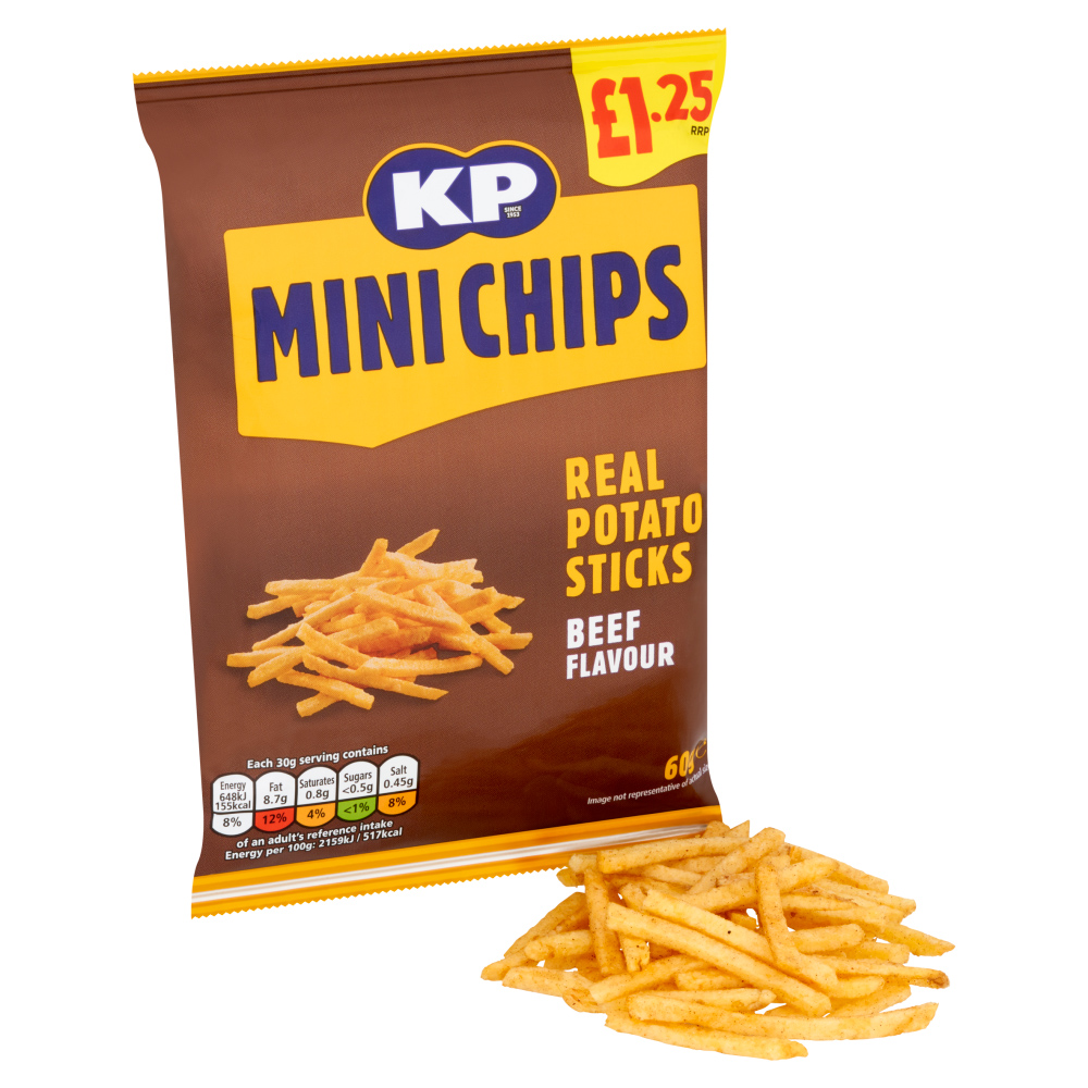 KP Mini Chips Real Potato Sticks Beef Flavour 60g Image 2