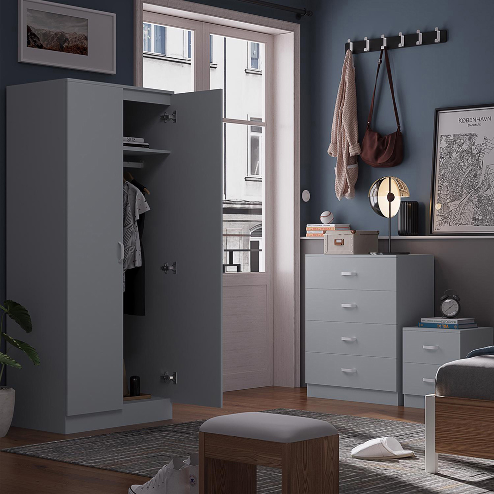 FWStyle Tunis 2 Door Matt Grey Wardrobe Image 5