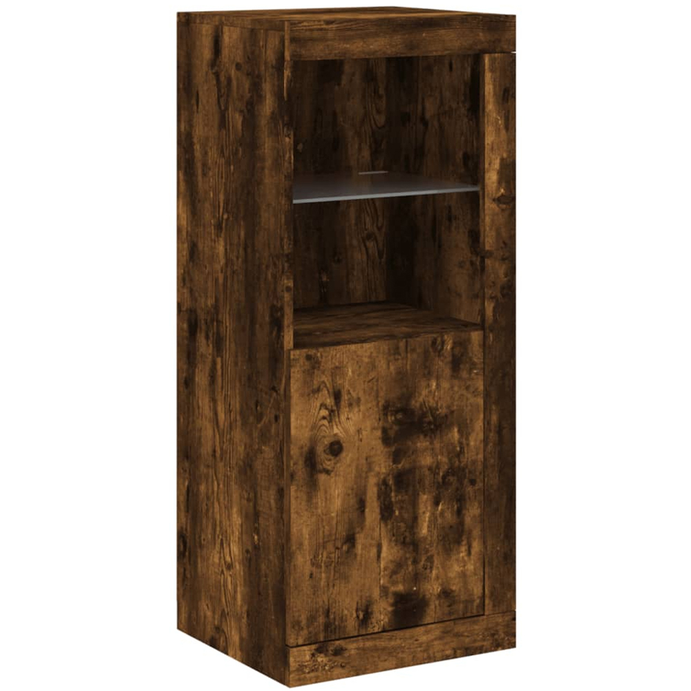 vidaXL Single Door 2 Shelf Smoked Oak Sideboard with RGB LED Lights Image 3