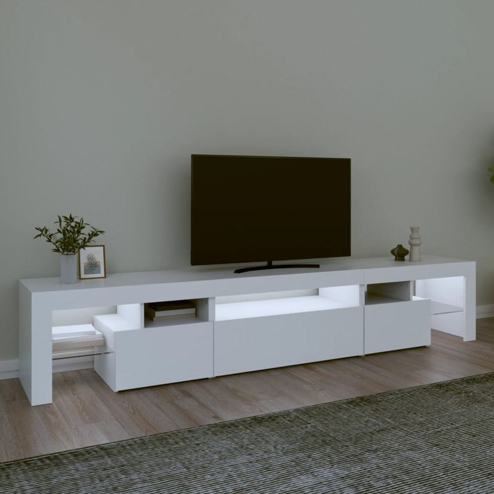 vidaXL 3 Door 5 Shelf White LED TV Cabinet Image 1