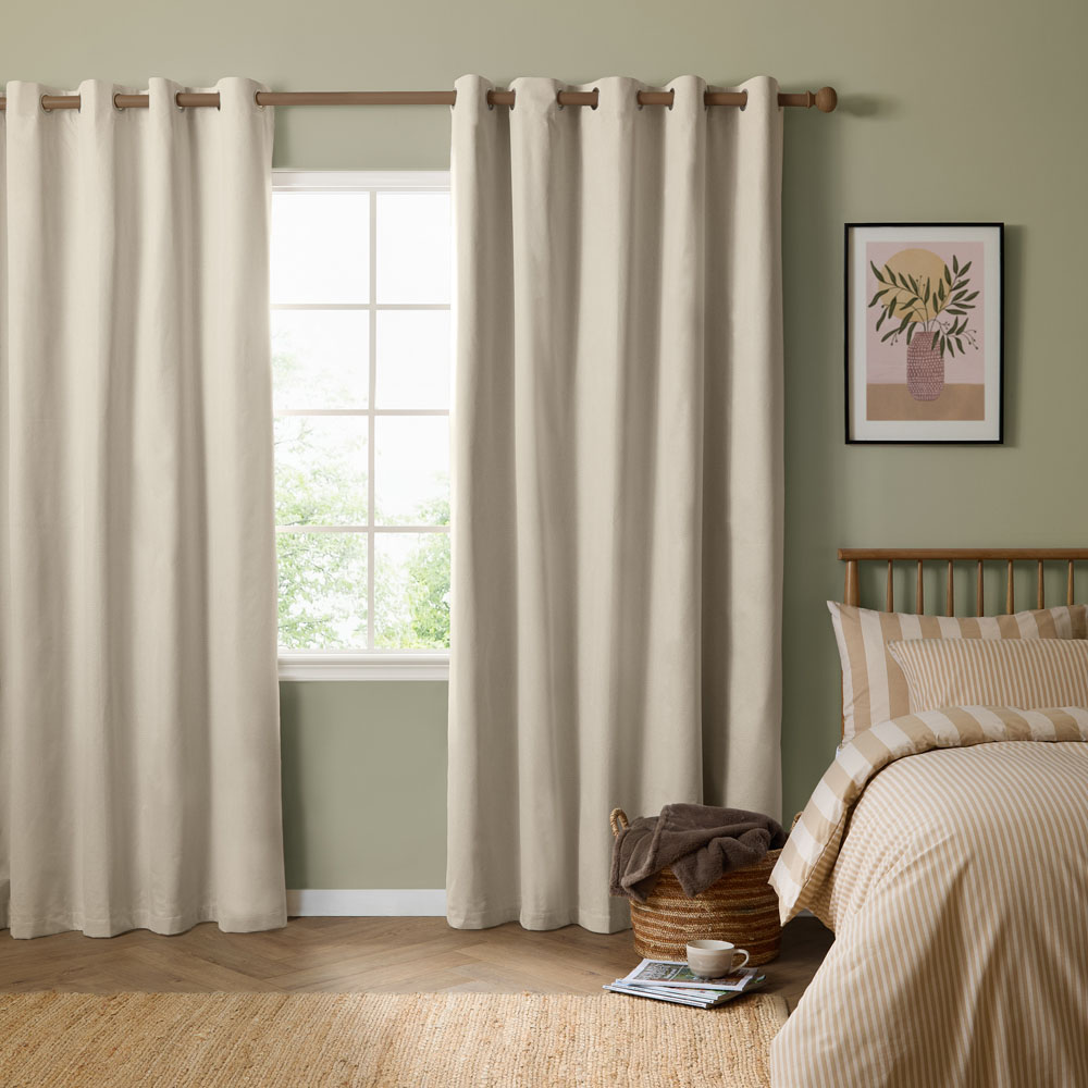 Furn The Ultimate Ecru Textured Woven Blackout Eyelet Curtains 229 x 137cm Image 7