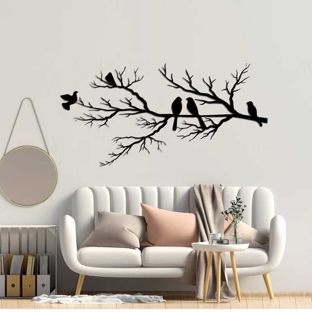 Decortie Birds on Branch Silhouette Metal Wall Decor Image 2