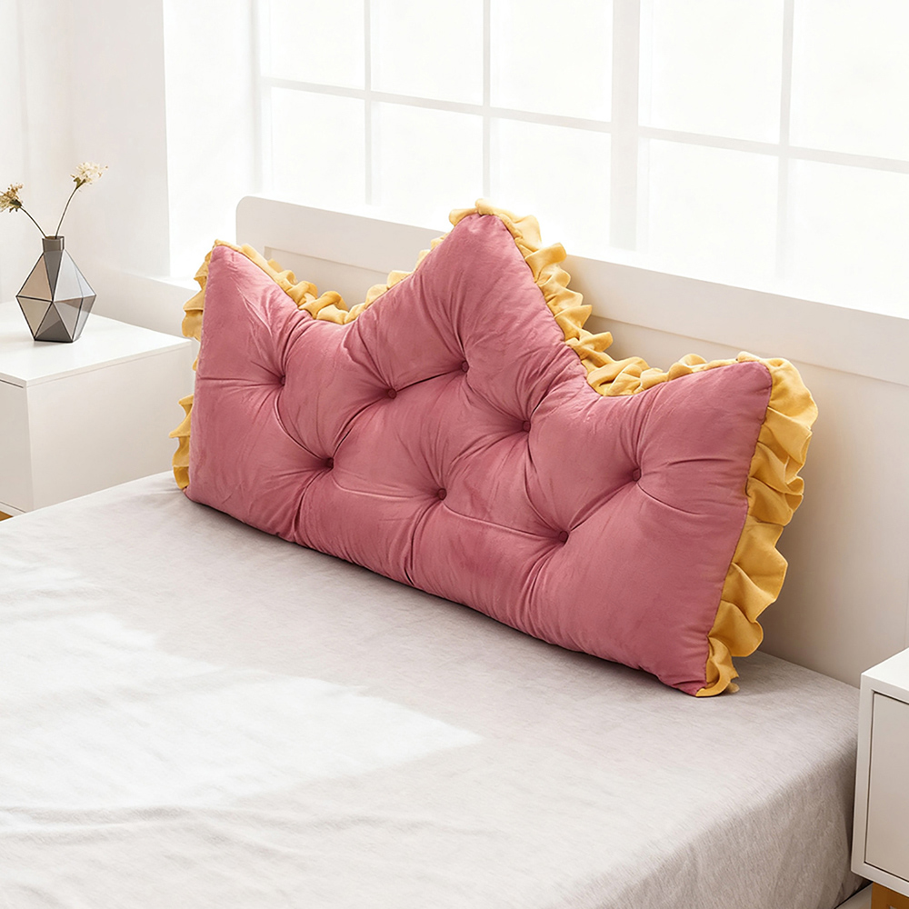 Living and Home Dusty Rose and Mustard Button Tufted Crown Headboard Pillow 50 x 90cm Image 7