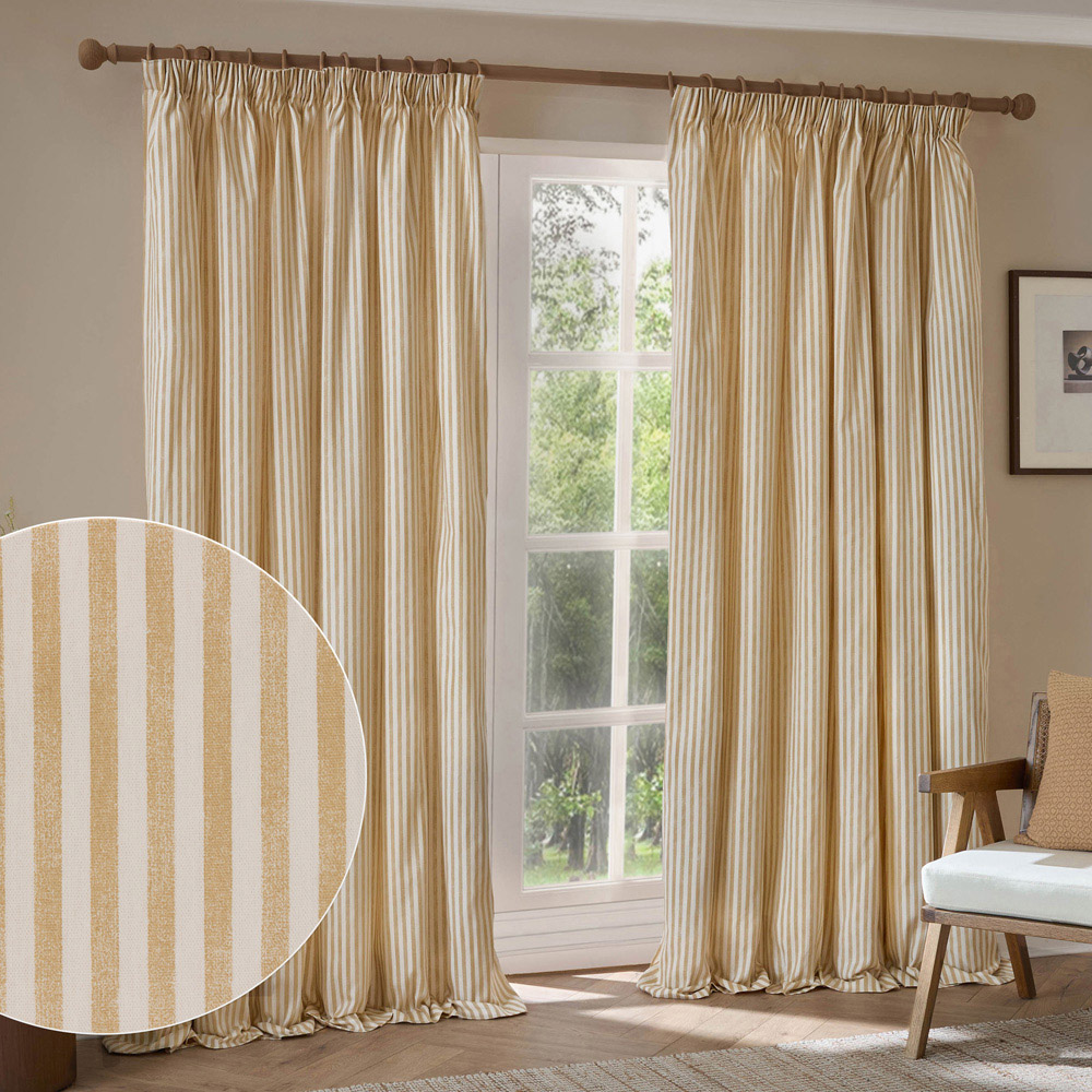 Yard Hebden Honey Yellow Cotton Blackout Pencil Pleat Curtains 229 x 137cm Image 2
