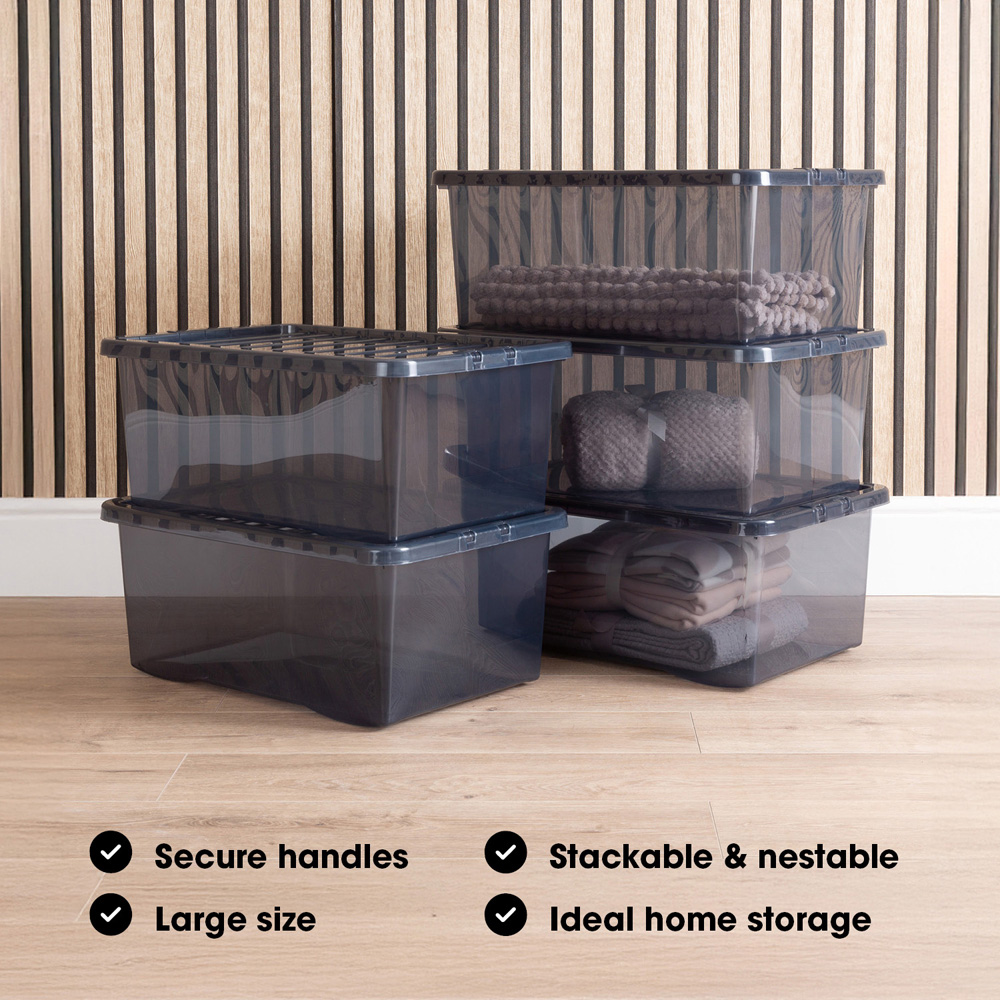 Wham 45L Smoke Crystal Storage Box with Lid 5 Pack Image 7