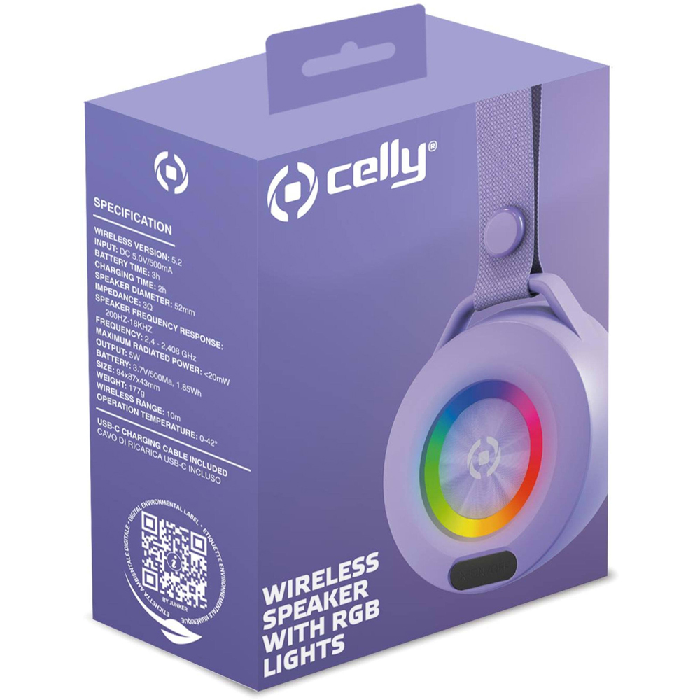 Celly Lightbeat Violet Wireless Speaker with RGB Light Image 2