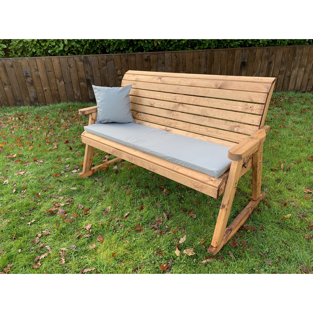 Charles Taylor 3 Seater Rocker Bench with Grey Cushions Image 4